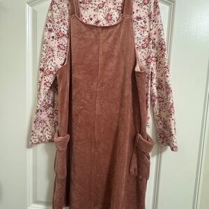 Bonnie Jean Pink Floral Velvet Dress